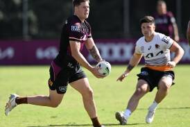 Josh Rogers (L) will fill in for Adam Reynolds at halfback for Brisbane against Parramatta. (Darren England/AAP PHOTOS)