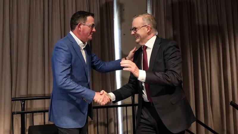 Victorian Premier Daniel Andrews and Prime Minister Anthony Albanese describe each other as dear friends. Picture by Diego Fedele/AAP PHOTOS